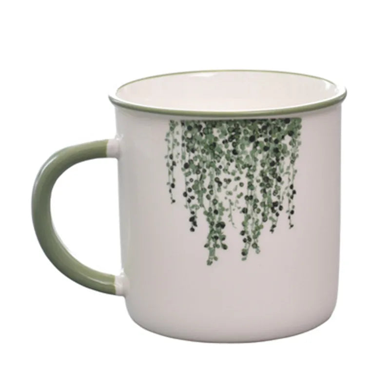 Axya Green Plant Ceramic Milk Tea Coffee Mug Office Drinkware Birthday Gift