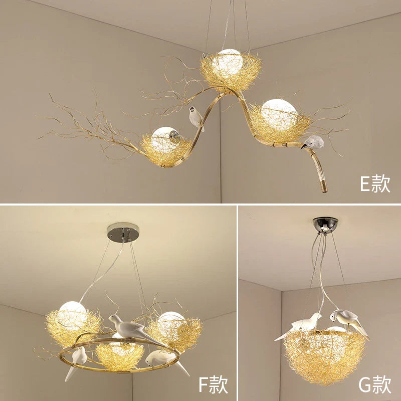 Axyaa Nordic Bird's Nest LED Chandelier - Romantic Cafe & Restaurant Lighting