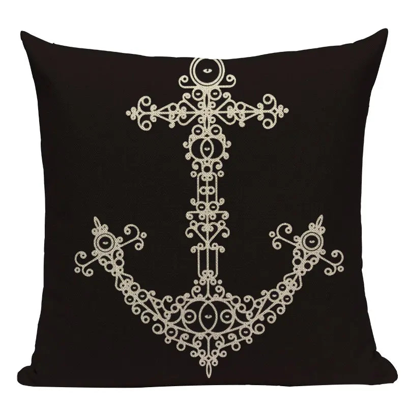 Nautical Anchor Velvet Throw Pillows for Home & Car Decor by Axyaa