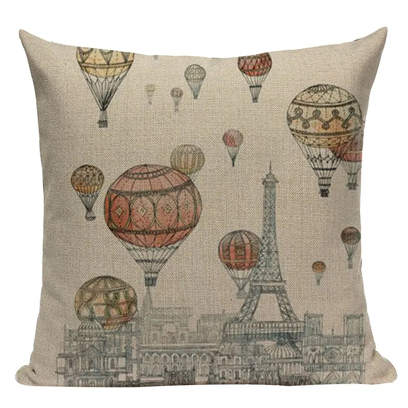 Axyaa London Bridge Paris Eiffel Tower Decorative Printed Throw Pillows