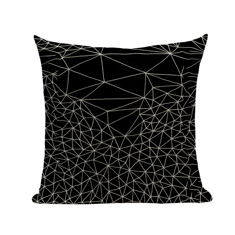 Axyaa Geometric Wave Dots Line Spring Cushion Cover - Black White - Custom Home Decor Pillow Cover