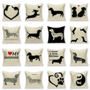 Dachshund Linen Pillow Cover for Sofa Decor Axyaa Home Decorative Cushion Case
