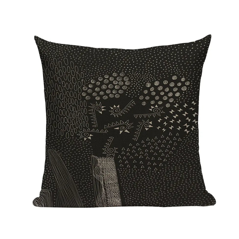Axyaa Geometric Wave Dots Line Spring Cushion Cover - Black White - Custom Home Decor Pillow Cover