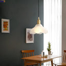 Axyaa Nordic Copper LED Pendant Light with White Glass - Vintage Hanging Lamp