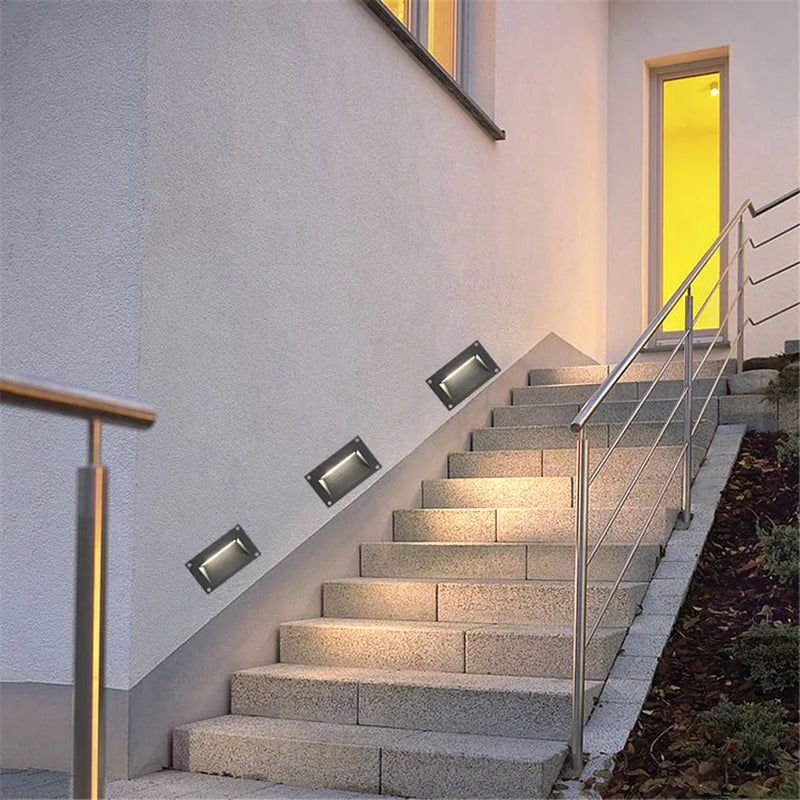 Axyaa 3W Outdoor LED Step Light IP65 Aluminum Recessed Wall Stair Lamp