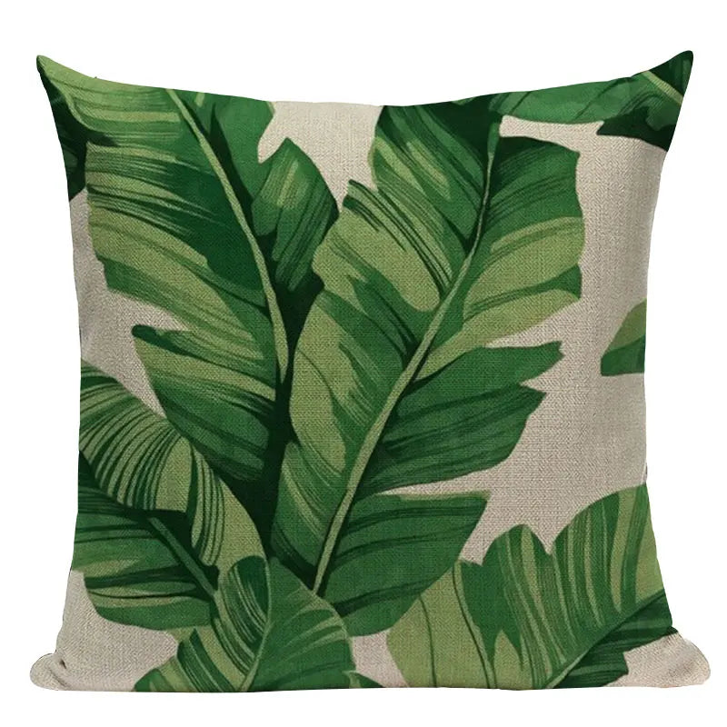 Axyaa Tropical Leaves Pillowcases - Rainforest Style Plant Cushion Covers