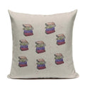 Axyaa Custom Linen Pillowcase for Home Sofa Decor - Cat Happy Reading Book Cover