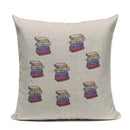 Axyaa Custom Linen Pillowcase for Home Sofa Decor - Cat Happy Reading Book Cover