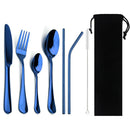 Axyaa Stainless Steel Dinnerware Set - 8-Pcs Black Tableware Cutlery Steak Knife Fork Teaspoon