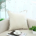 Axyaa Soft Velvet Pompom Ball Pillow Covers in Pink, Red, Blue, Ivory