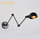 Axyaa Vintage Industrial Wall Sconce with Adjustable Long Arm - LED Light Option