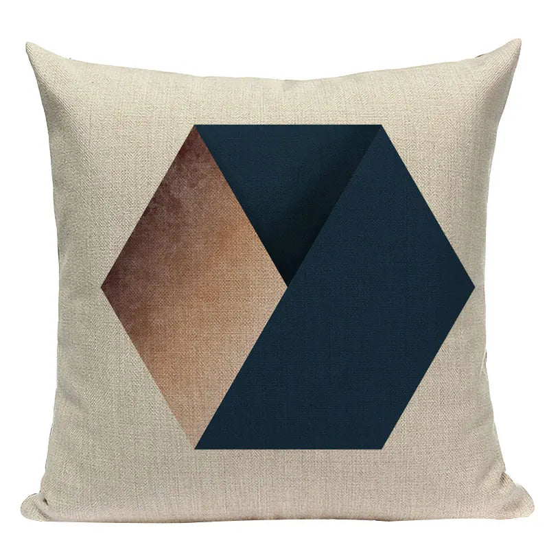 Axyaa Striped Geometric Cushion Cover 45x45cm in Black, Blue