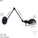 Axyaa Adjustable Swing Arm Wall Lamp Sconce, Vintage Loft Bedroom Lighting