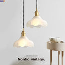 Axyaa Nordic Copper LED Pendant Light with White Glass - Vintage Hanging Lamp