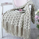Axyaa Grey Yellow Black Zigzag Knitted Throw Blanket 120x230cm