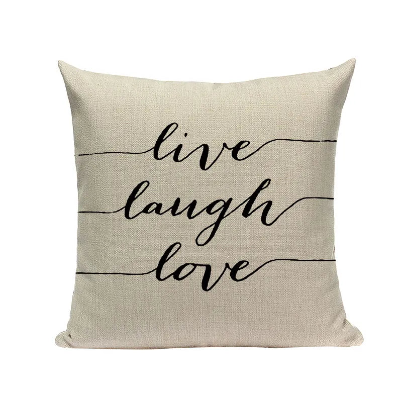 Axyaa Spring Letter Pillow Cover - Black & White Decorative Cushion