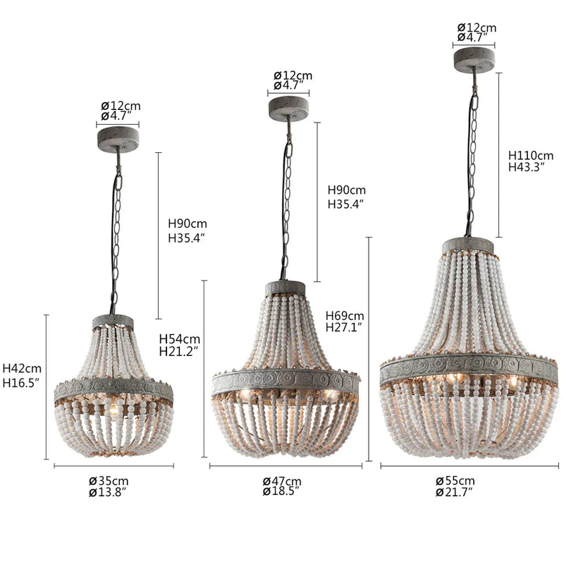 Axyaa Retro Loft Wooden Beads Pendant Lamp with LED for Home and Hospitality Settings