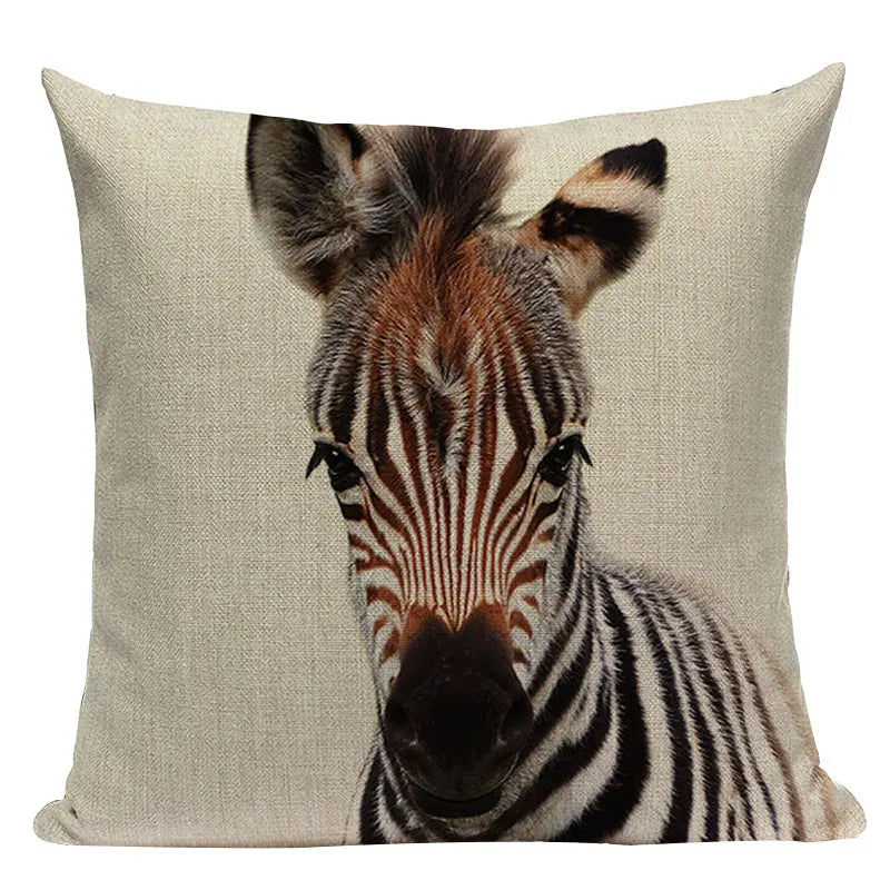 Axyaa Animal Series Cushion Cover: Tiger Elephant Monkey Pillow Cover Home Decor
