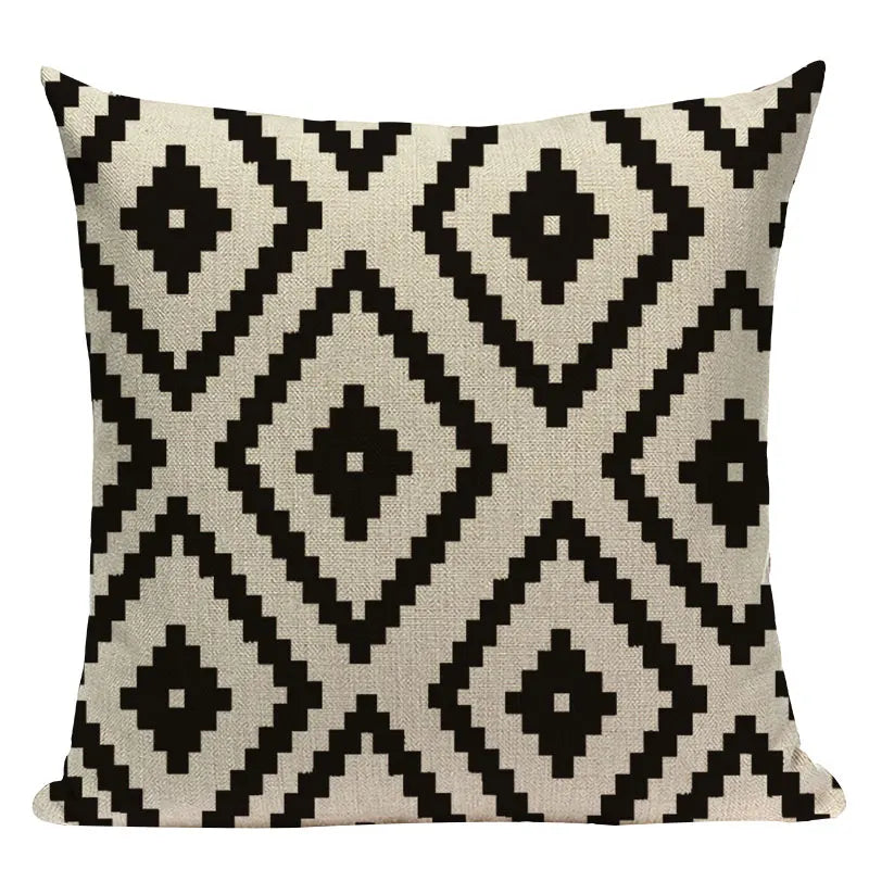 Axyaa Geometric Linen Cushion Cover 45x45cm - High Quality Decor Pillow