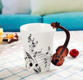 Axyaa Music Violin Guitar Ceramic Mug with Handle - Novelty Stave Coffee Cup