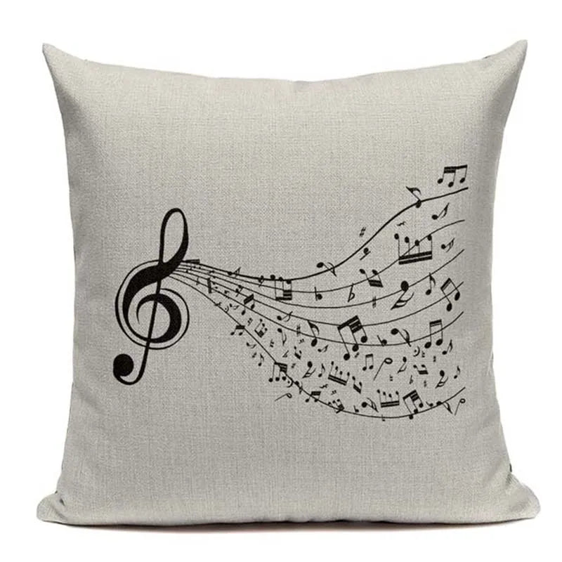 Axyaa Music Series High Quality Cotton Linen Cushion Cover Pillow Case
