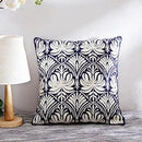 Axyaa Geometric Embroidered Cushion Cover in Grey, Yellow & Blue Canvas Cotton