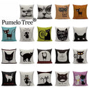 Axyaa Hand Painted Cat Eyes Linen Pillow Cover, Nordic Style, Black White Pattern