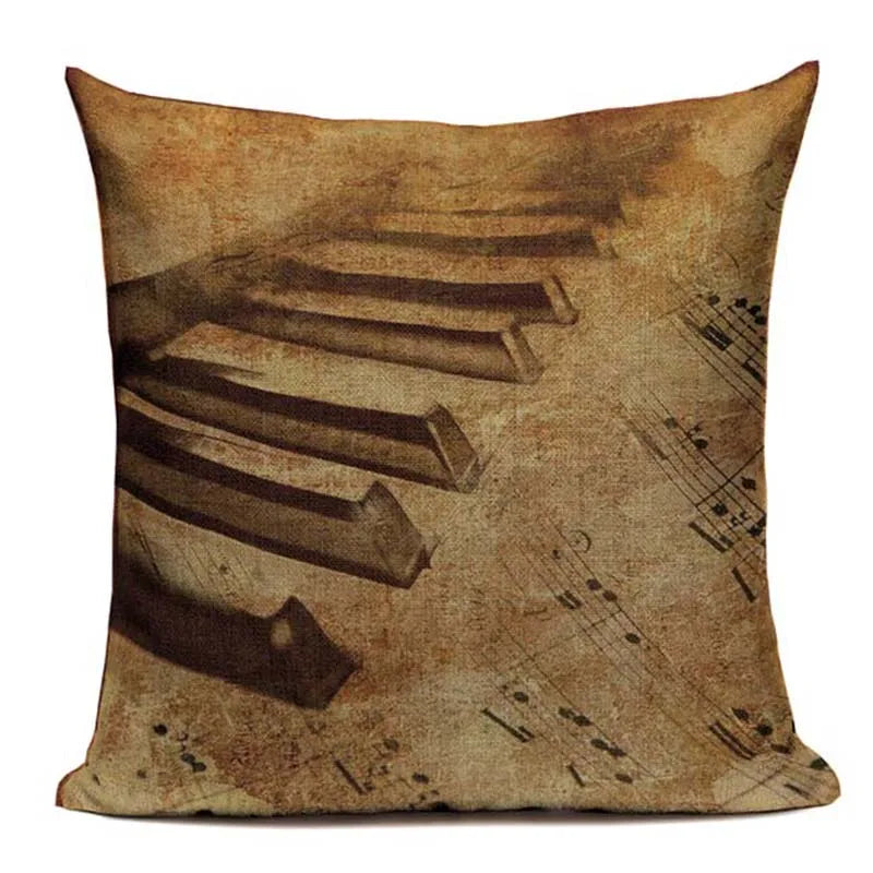 Axyaa Music Series High Quality Cotton Linen Cushion Cover Pillow Case