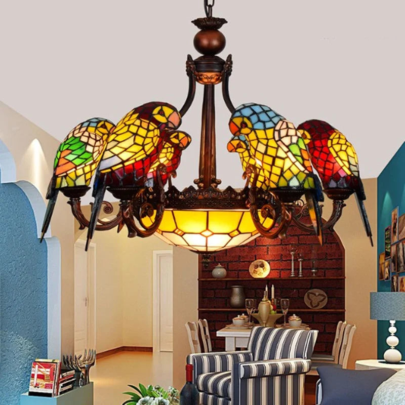 Luxury Glass Parrot Pendant Chandelier for Axyaa - Ideal for Bar, Living Room, Bedroom