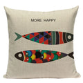 Colorful Fish Pattern Linen Cushion Cover by Axyaa