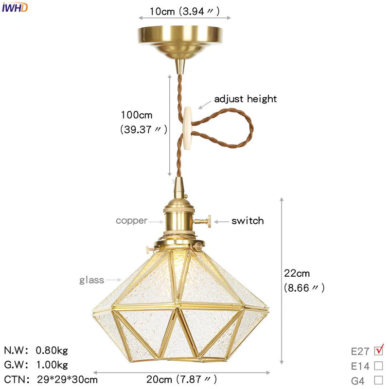 Axyaa Nordic LED Glass Pendant Lamp for Home Lighting