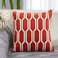 Axyaa Geometric Embroidered Cushion Cover in Grey, Yellow & Blue Canvas Cotton