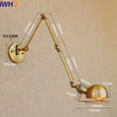 Axyaa Gold Swing Arm Wall Lamp LED Retro Loft Industrial Sconce Light