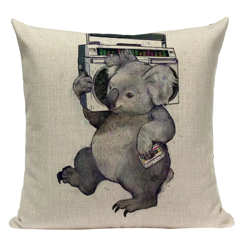 Axyaa Cute Animal Cartoon Home Decor Cushions - Golden Retriever & Koala Pillows