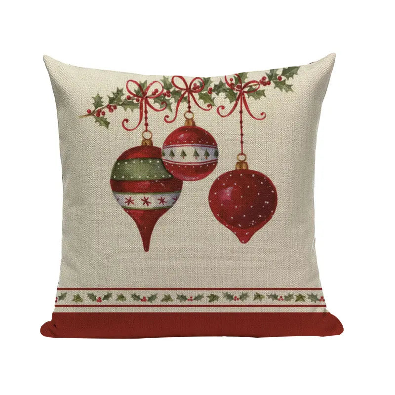 Axyaa Christmas Santa Claus Cushion Cover 45X45cm Deer Pillow Cases Kids Gift