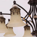 Axyaa Rustic Glass Shade Chandelier - Vintage Metal Hanging Lamp for Living Room