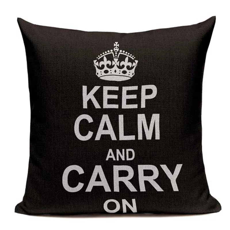 Axyaa Crown Design Cotton Linen Blended Cushion Cover - King Queen Letter Pillowcase