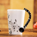 Axyaa Violin Guitar Ceramic Music Mug, Creative Stave Cup with Handle