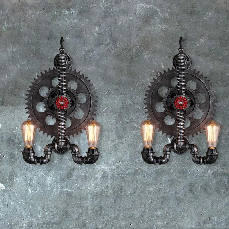 Axyaa Retro Gear Water Pipe Wall Lamp for Restaurant Living Room Bedroom