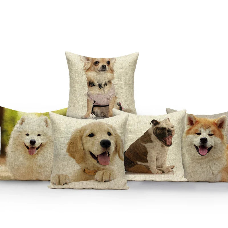 Axyaa Animal Dog Pillow Covers: Golden Retriever, Boston Terrier, Chihuahua Decor