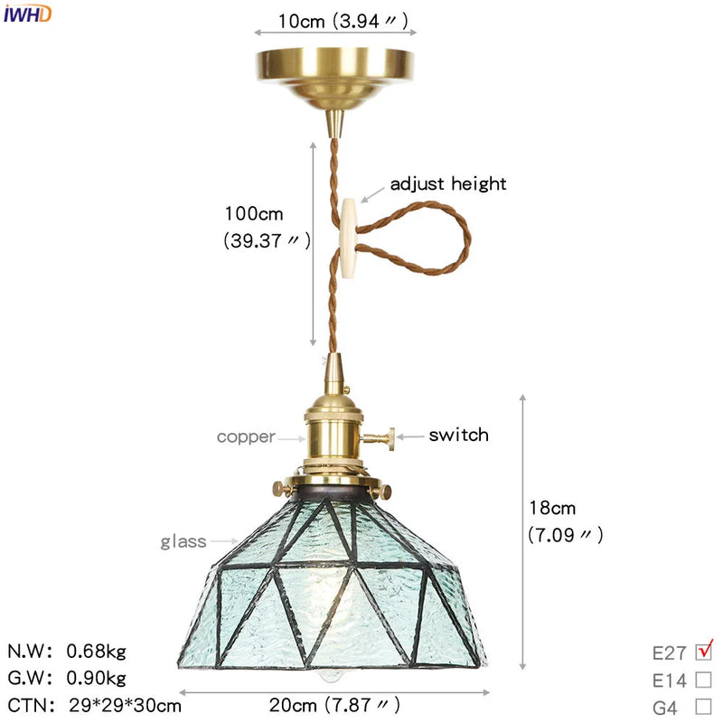 Axyaa Nordic LED Glass Pendant Lamp for Home Lighting
