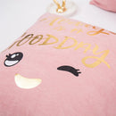 Axyaa Pink Pillow Cover with Soft Gold Foil Heart-Pineapple Design for Home Decor