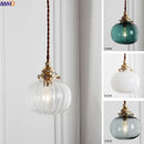 Axyaa Nordic Glass Ball Pendant Light - Copper Vintage Hanging Lamp for Home Lighting