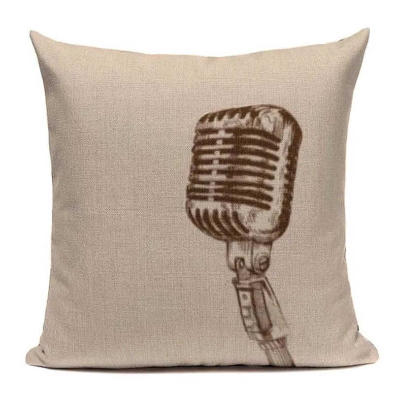 Axyaa Music Series High Quality Cotton Linen Cushion Cover Pillow Case