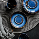 Axya Dim Blue Ceramic Coffee Cup and Saucer Set - Retro Tableware