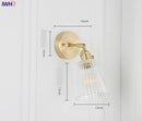 Axyaa Copper Glass Wall Lamp Vintage Bedroom Bathroom Mirror Light Nordic Edison Wall Sconce