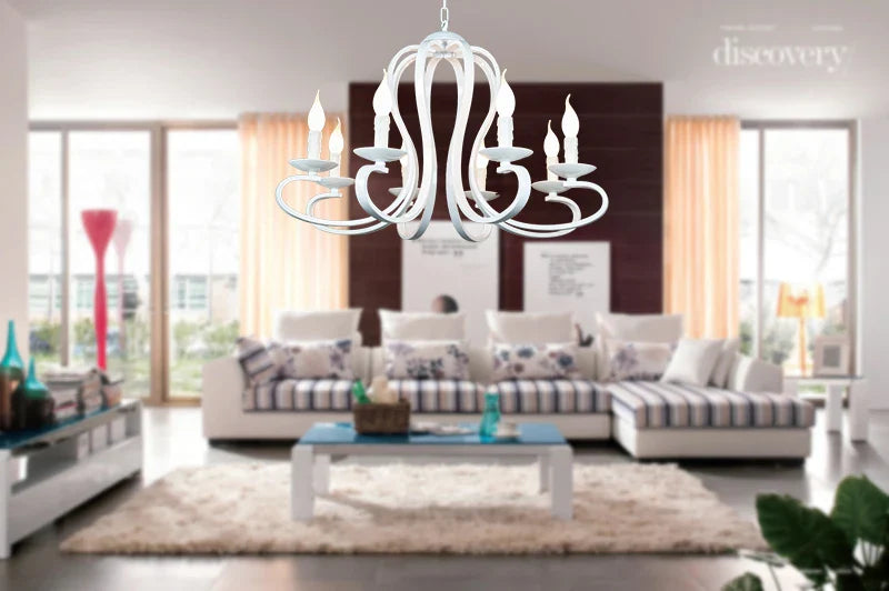 Axyaa White/Black Iron Country Chandelier with Modern Style