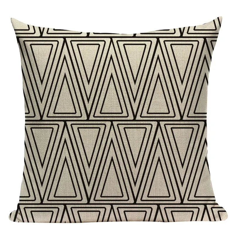 Axyaa Geometric Linen Cushion Cover 45x45cm - High Quality Decor Pillow
