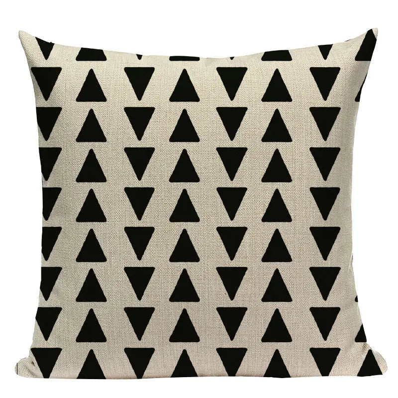Axyaa Geometric Linen Cushion Cover 45x45cm - High Quality Decor Pillow