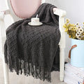 Axyaa Knitted Throw Blanket Grey Yellow Black, Diamond Acrylic 130x170cm